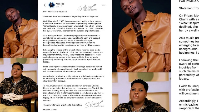 Artin Pro Breaks Silence Over Uncle Chumi's S=xual Harassment Allegations